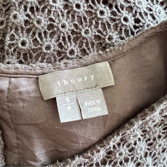 COPY - Theory Eyelet Short Sleeve Back Button Blouse - Picture 9 of 10